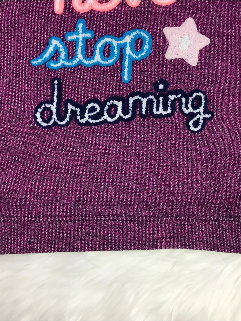 Cat & Jack Toddler Girls Purple Ruffle Never Stop Dreaming Sweatshirt 2T